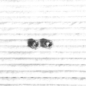 Crystal Stud Earrings w/ crystal hexagon halos